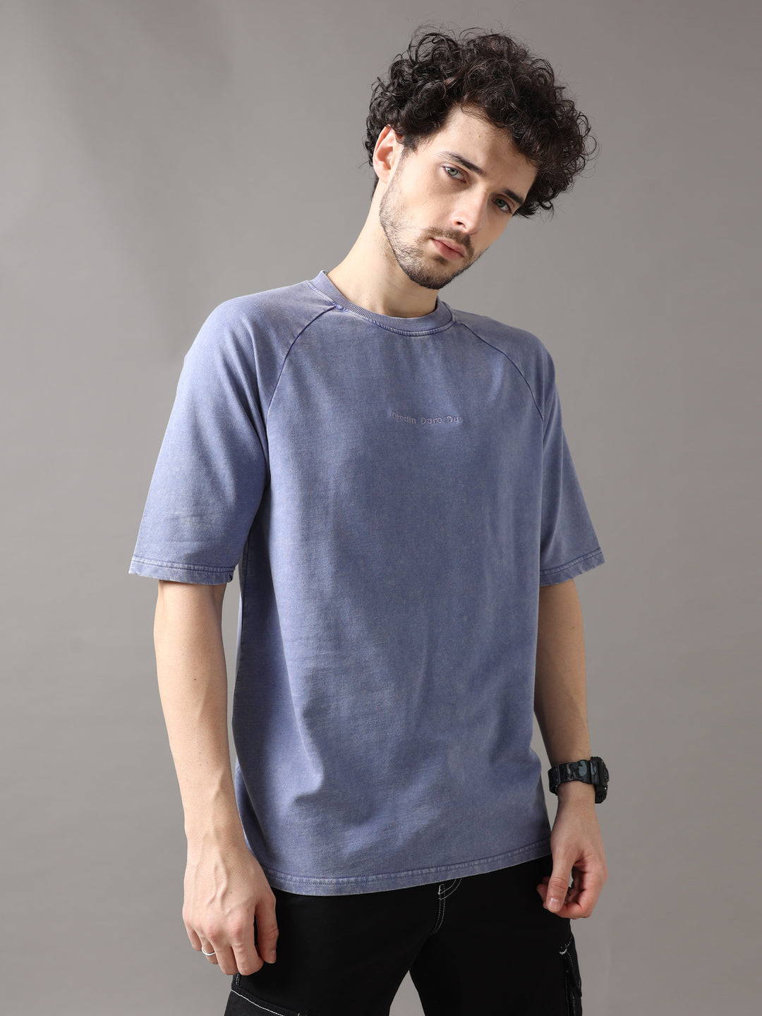 BLUE ACID WASH OVERSIZED T-SHIRT