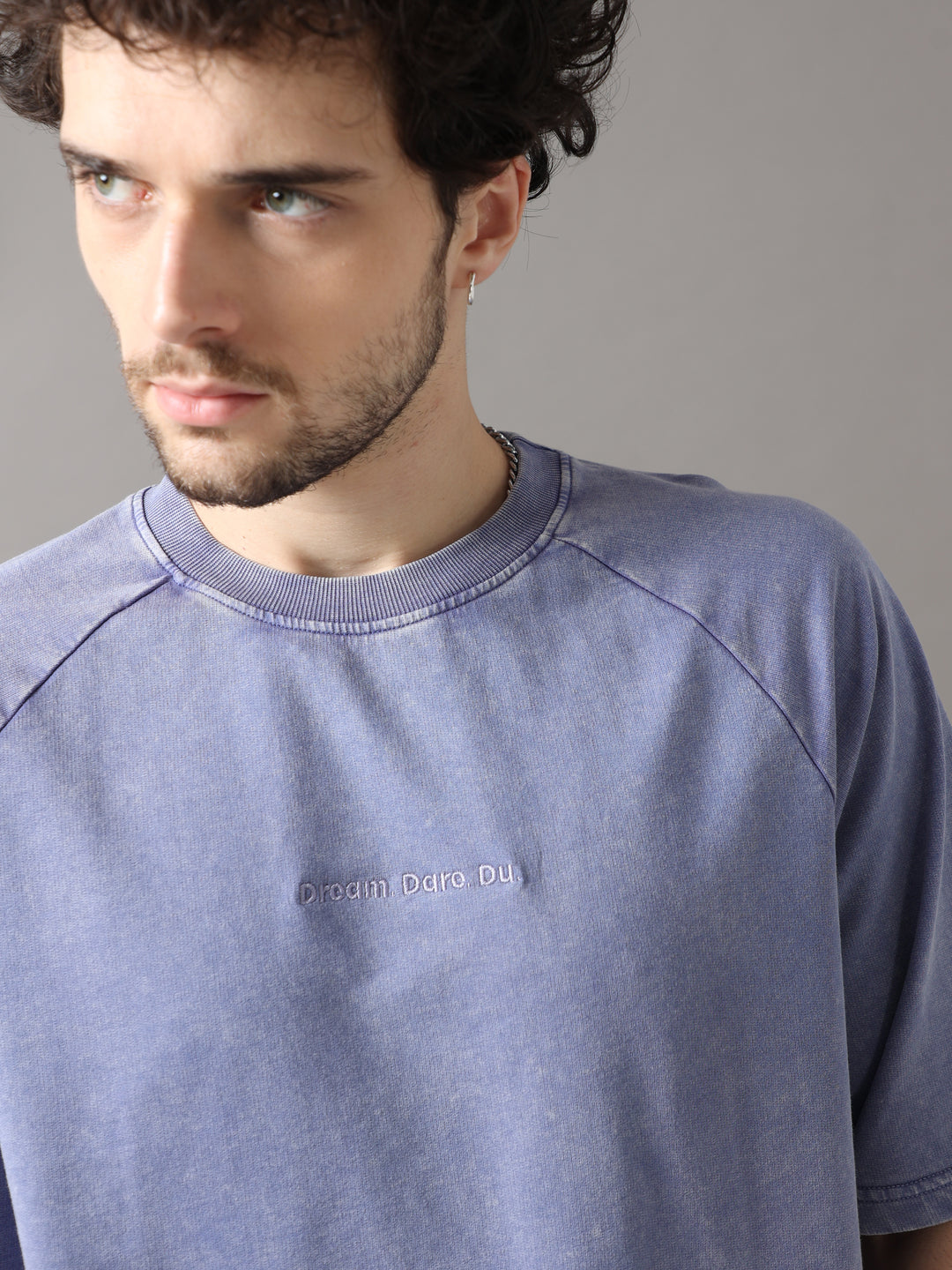 BLUE ACID WASH OVERSIZED T-SHIRT