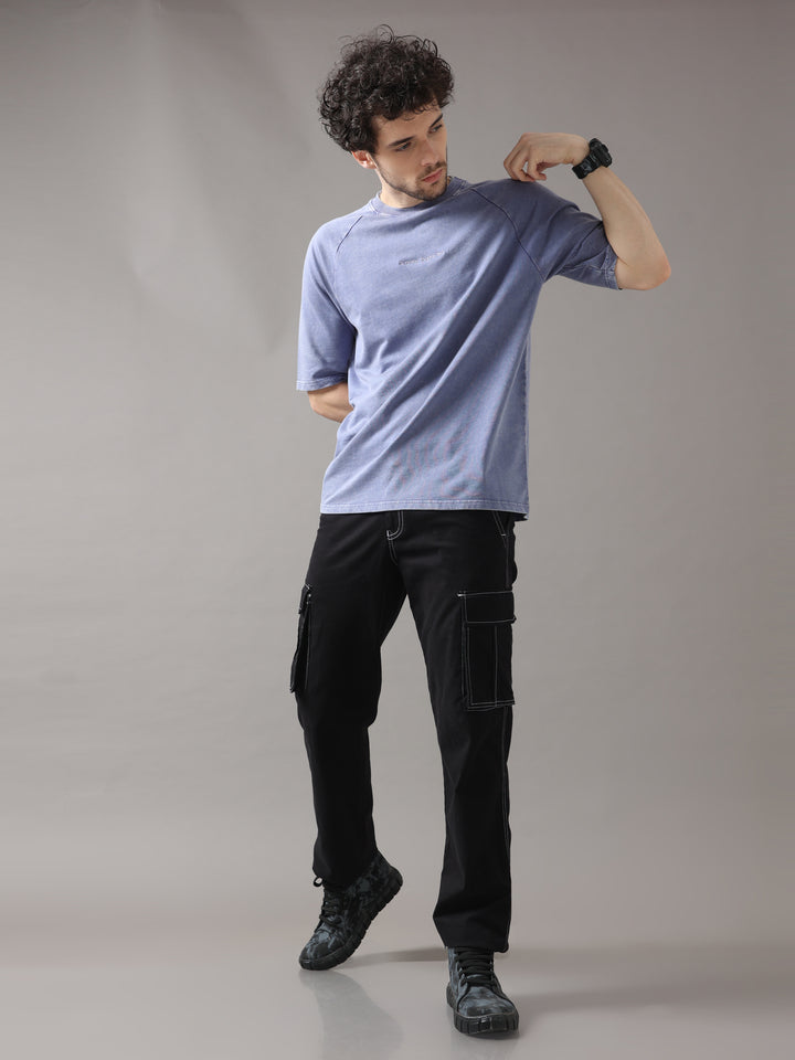 BLUE ACID WASH OVERSIZED T-SHIRT