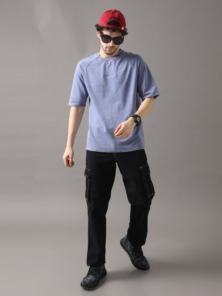BLUE ACID WASH OVERSIZED T-SHIRT