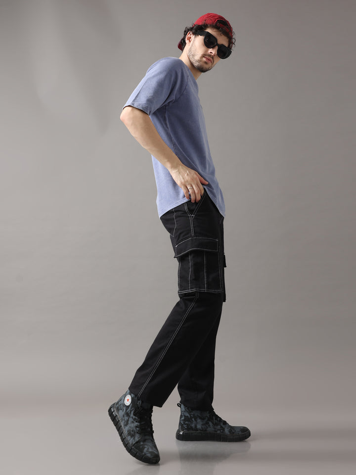 BLUE ACID WASH OVERSIZED T-SHIRT