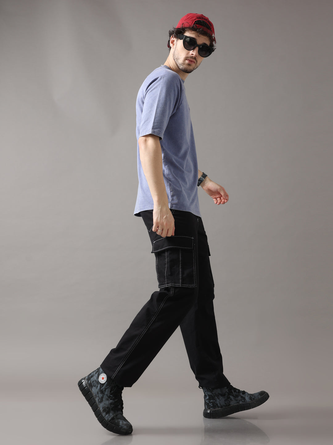 BLUE ACID WASH OVERSIZED T-SHIRT