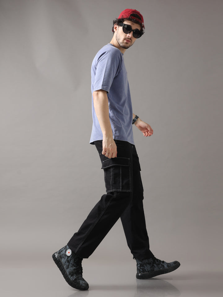 BLUE ACID WASH OVERSIZED T-SHIRT