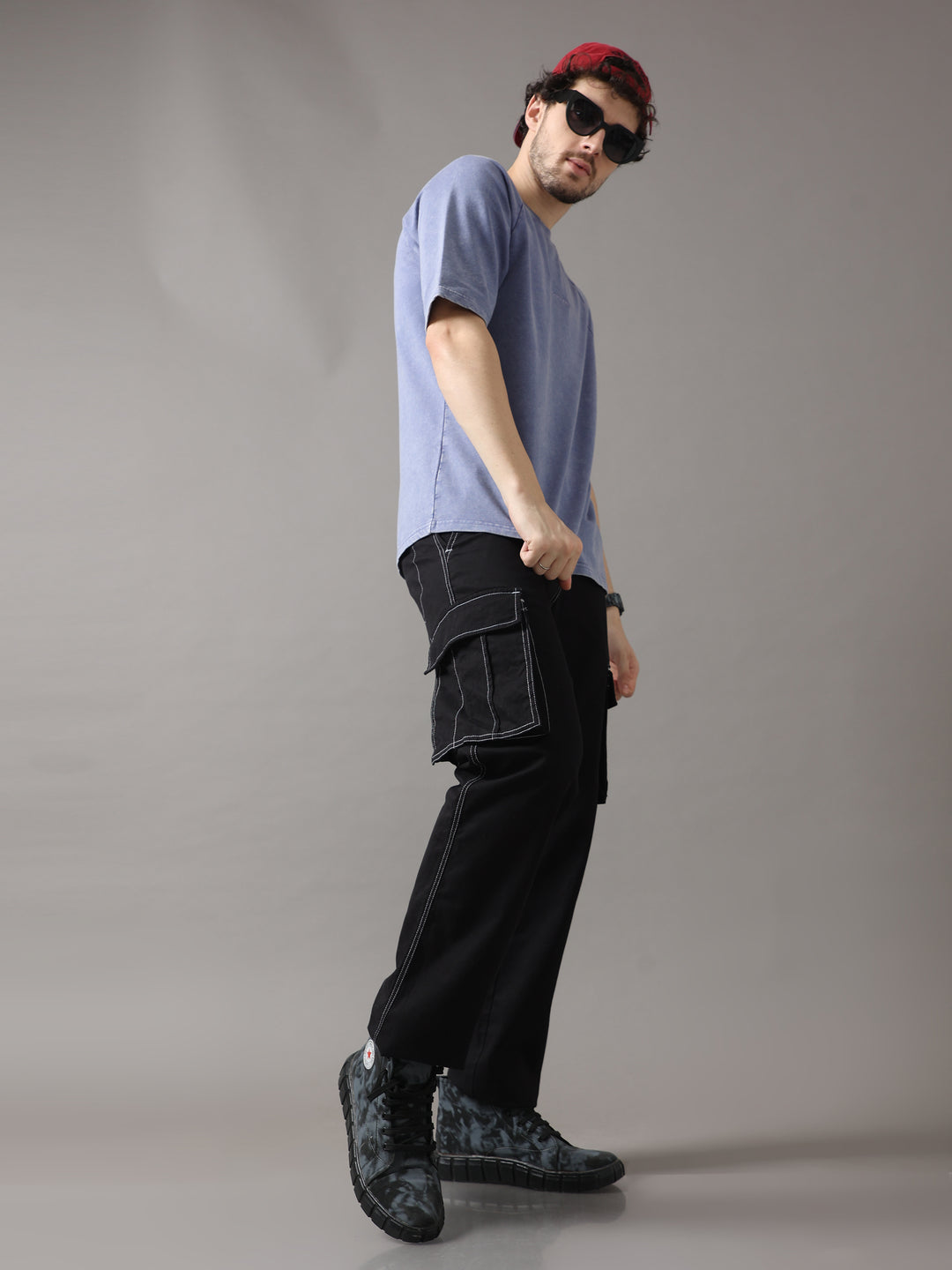 BLUE ACID WASH OVERSIZED T-SHIRT