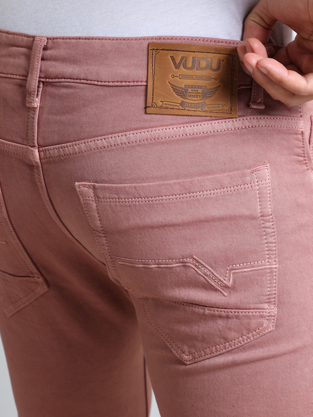 VUDUBlush Pink DenimSlim Fit