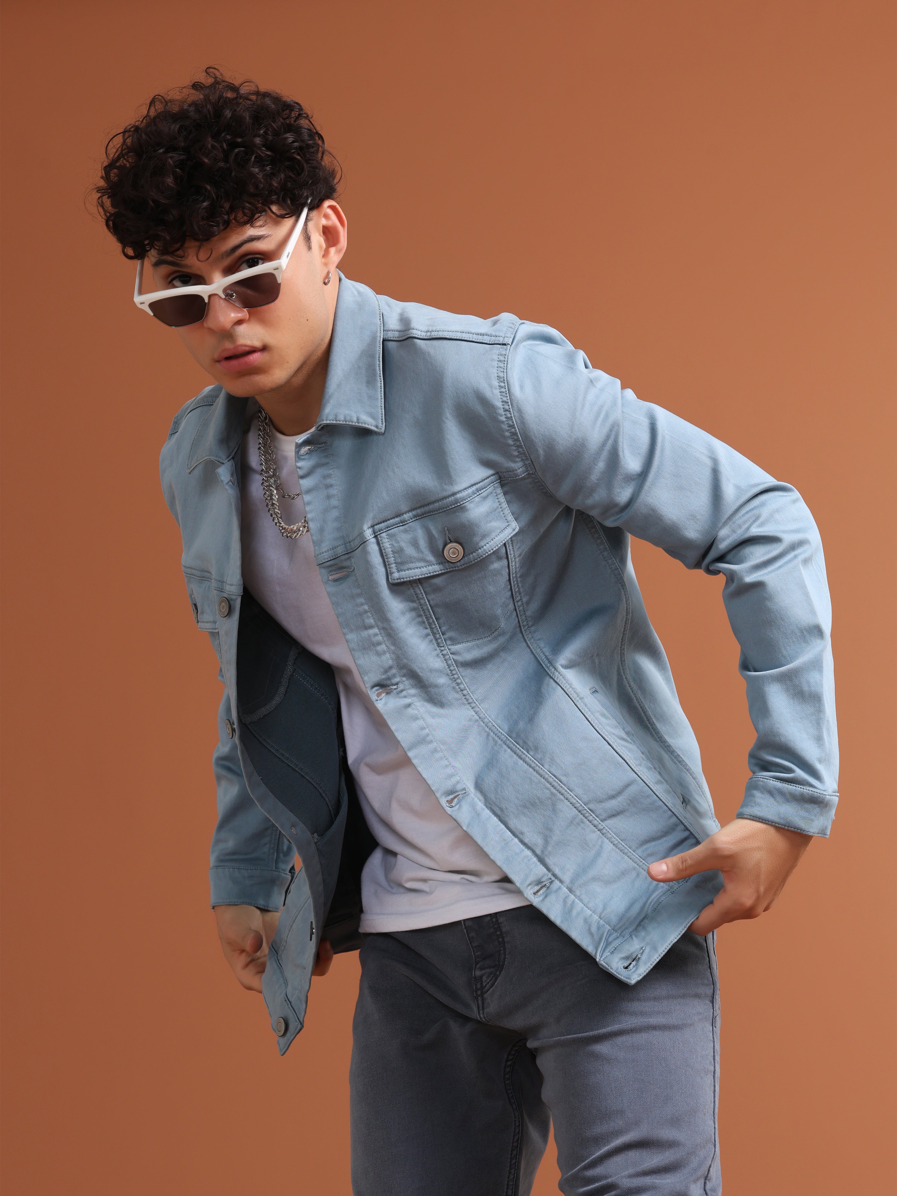 Sky Blue Denim Jacket - Main Image