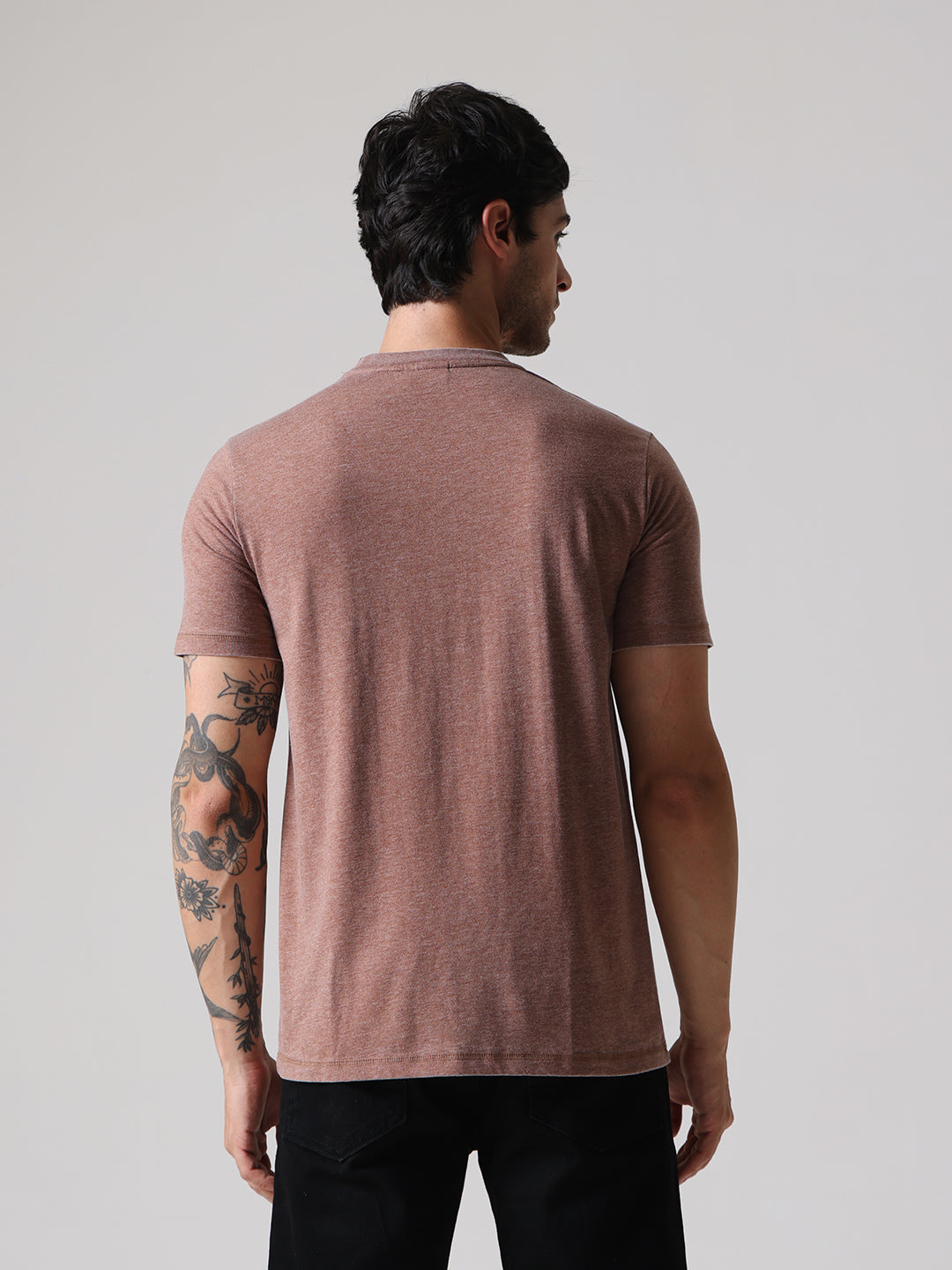 Soft Touch Burnout Regular Fit Tee - Brown