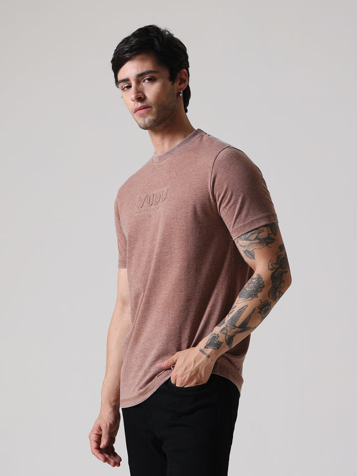 Soft Touch Burnout Regular Fit Tee - Brown