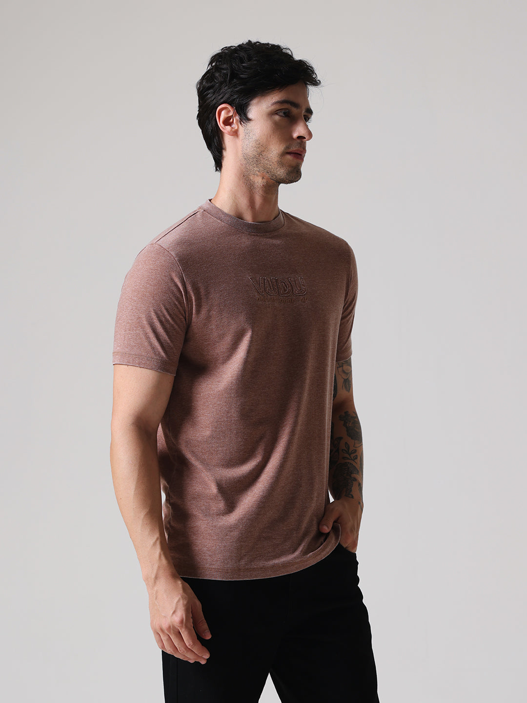 Soft Touch Burnout Regular Fit Tee - Brown