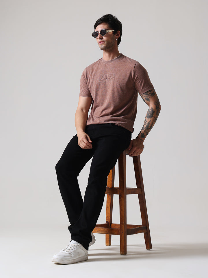 Soft Touch Burnout Regular Fit Tee - Brown