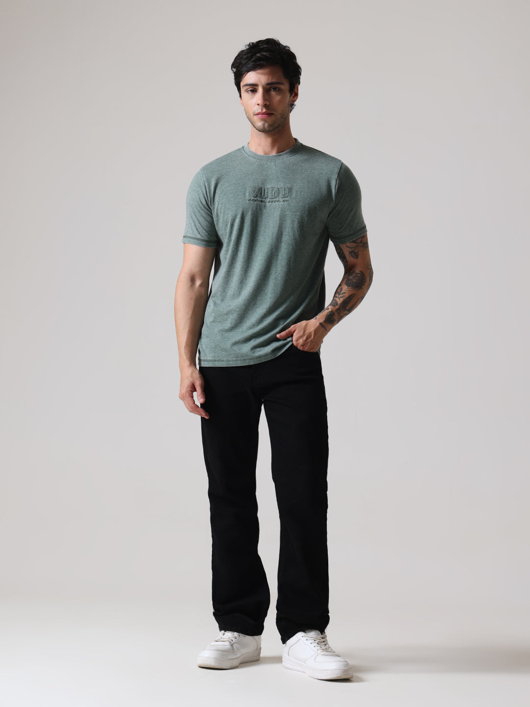 Soft Touch Burnout Regular Fit Tee - Green