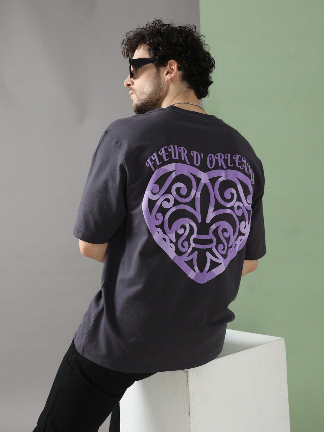 FLEURD' ORLEANS BLACK OVERSIZED T-SHIRT