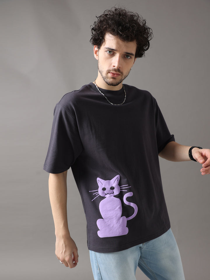 FORTUNE CAT BLACK OVERSIZED T-SHIRT
