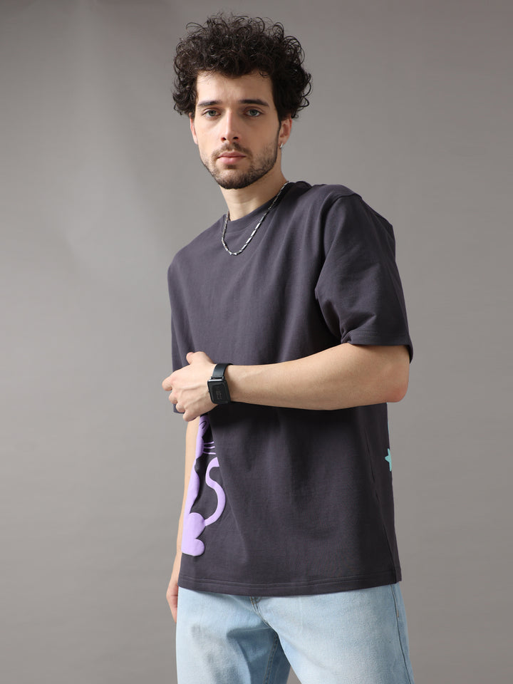 FORTUNE CAT BLACK OVERSIZED T-SHIRT