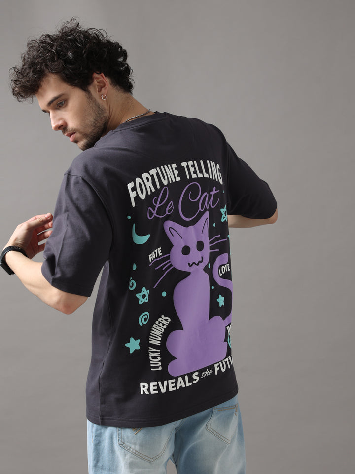 FORTUNE CAT BLACK OVERSIZED T-SHIRT