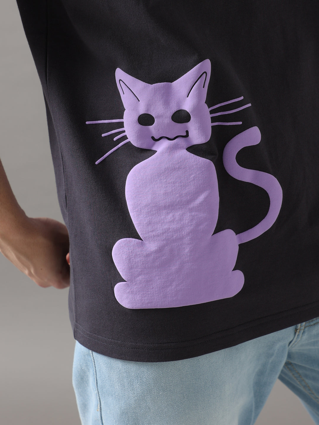 FORTUNE CAT BLACK OVERSIZED T-SHIRT