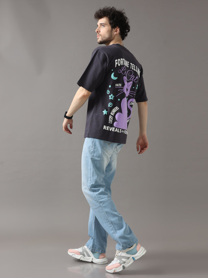 FORTUNE CAT BLACK OVERSIZED T-SHIRT