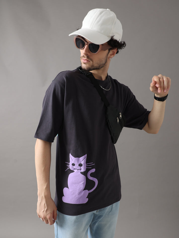 FORTUNE CAT BLACK OVERSIZED T-SHIRT