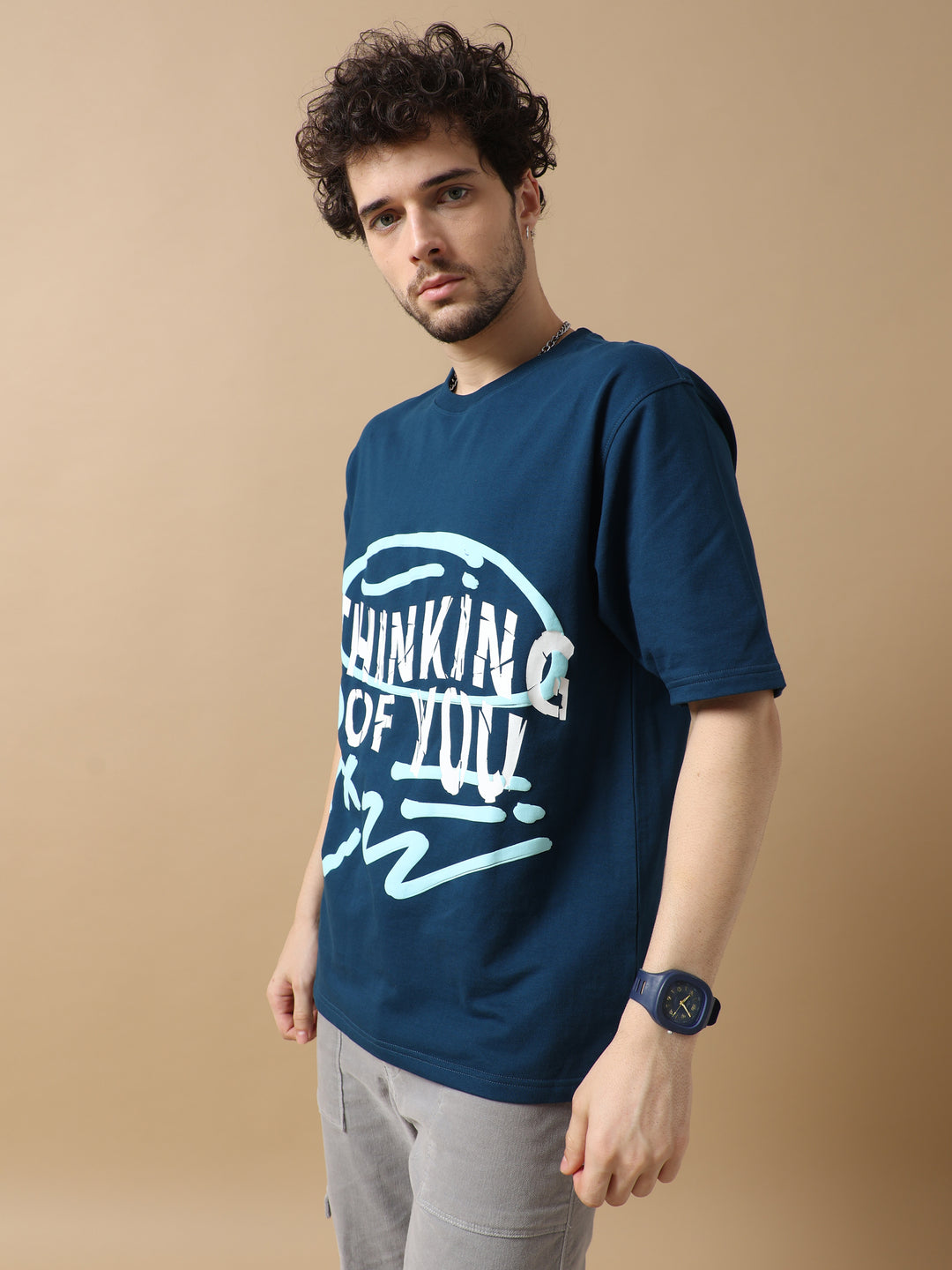 THINKING OF YOU NAVY OVERSIZED T-SHIRT
