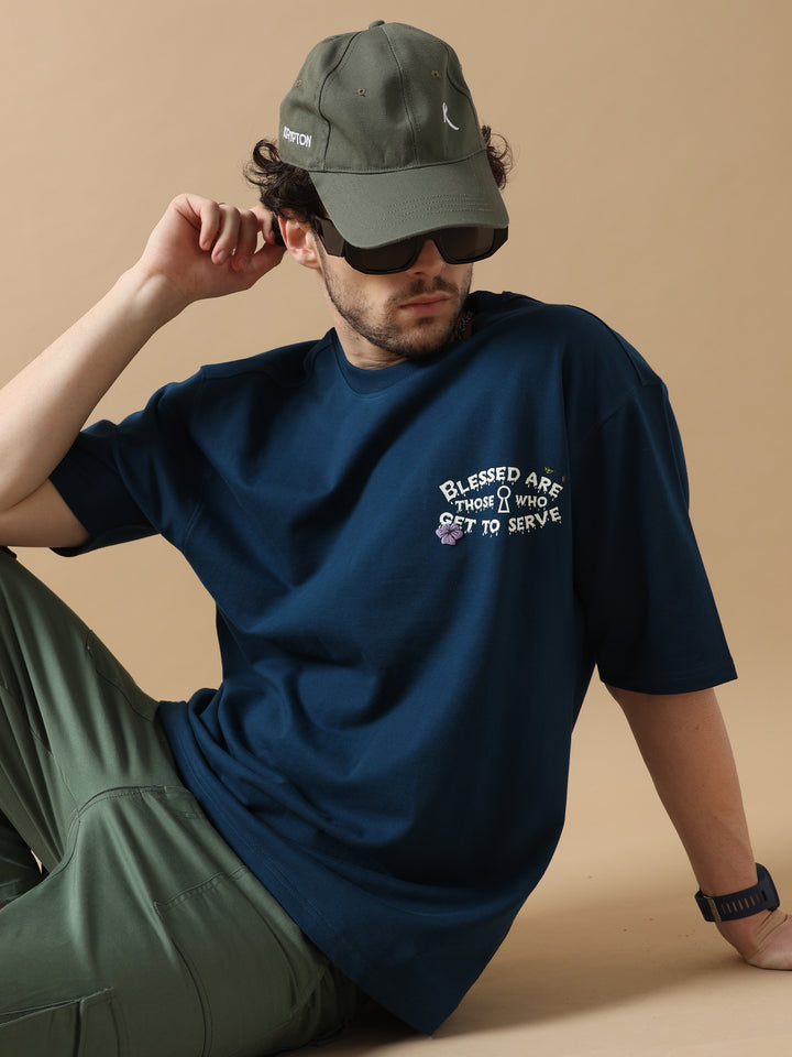 SKULL NAVY OVERSIZED T-SHIRT