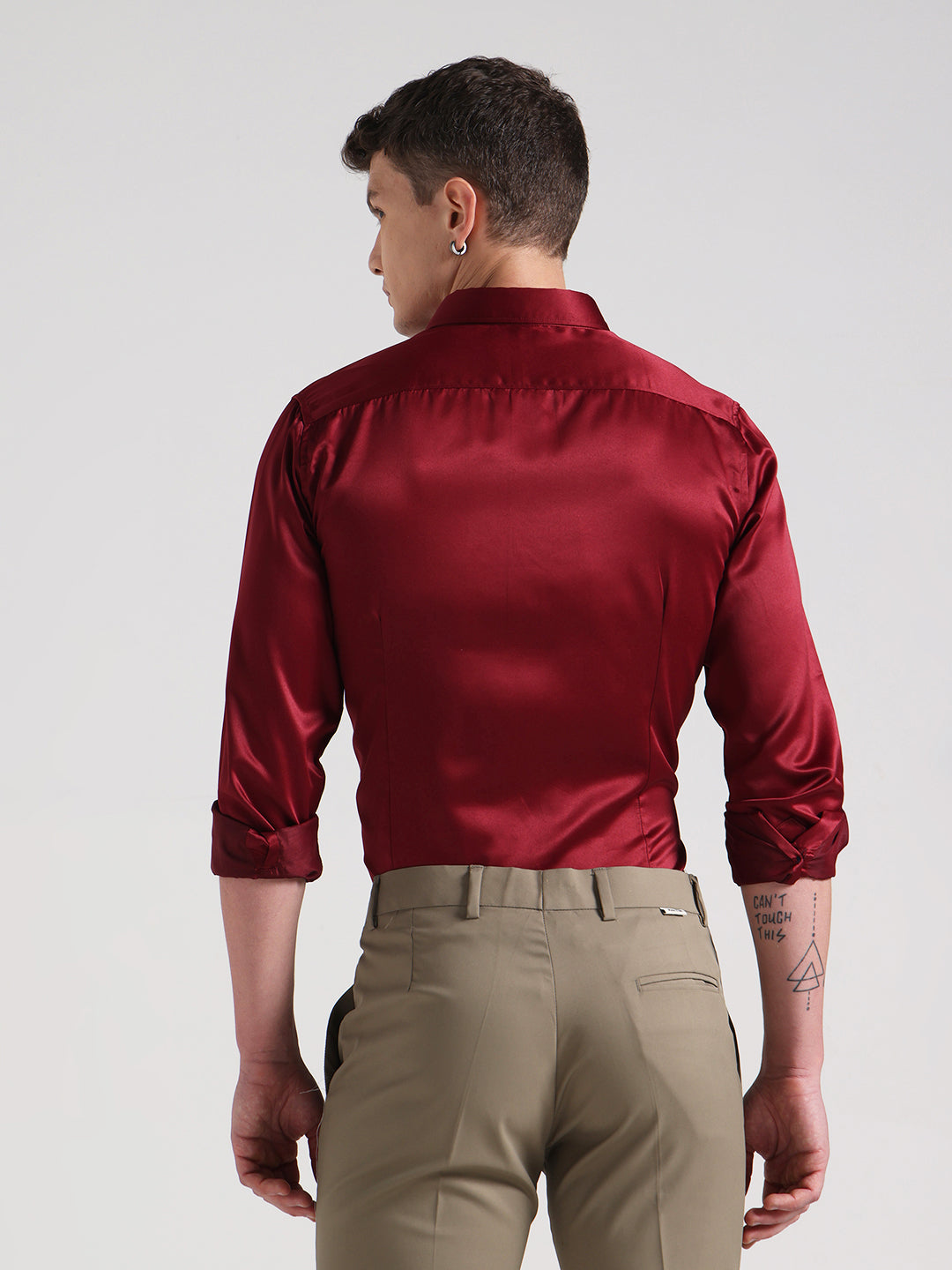 Maroon Sateen Evening Shirt