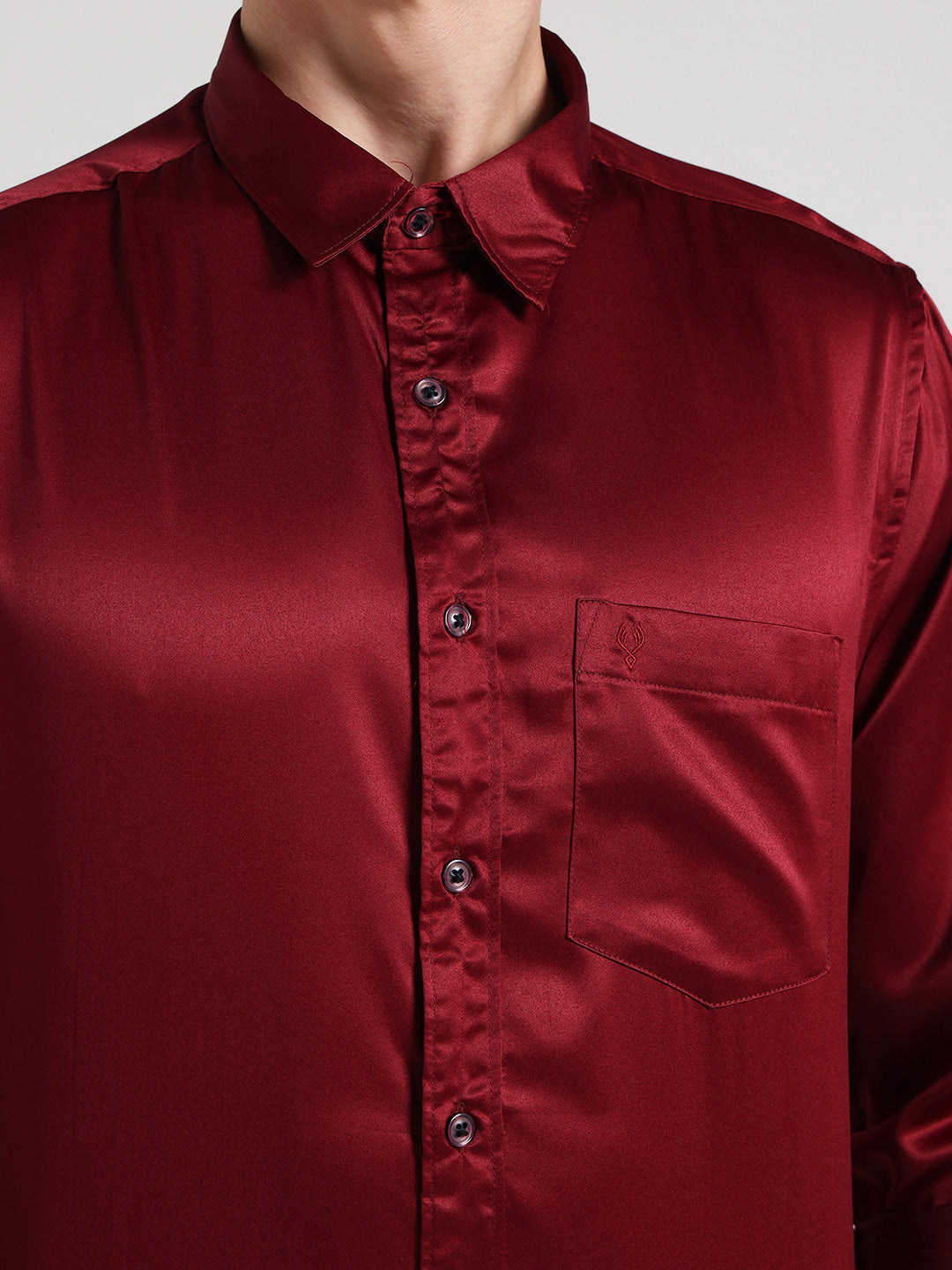 Maroon Sateen Evening Shirt