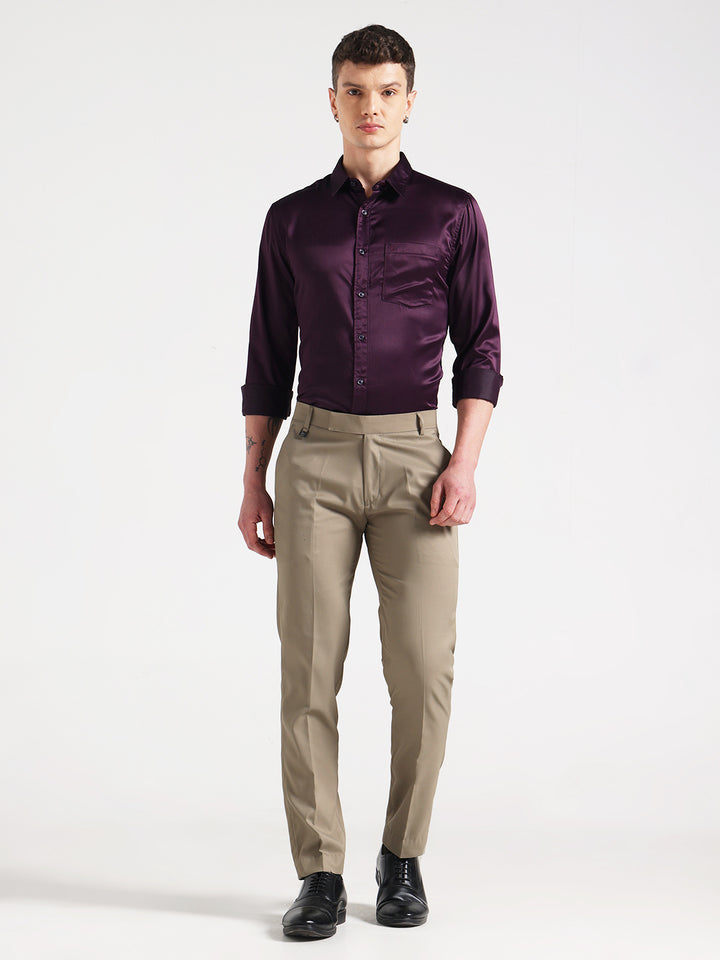 Deep Wine Sateen Evening Shirt