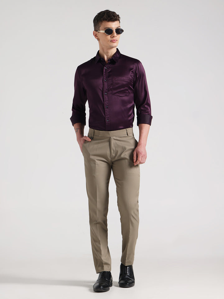 Deep Wine Sateen Evening Shirt