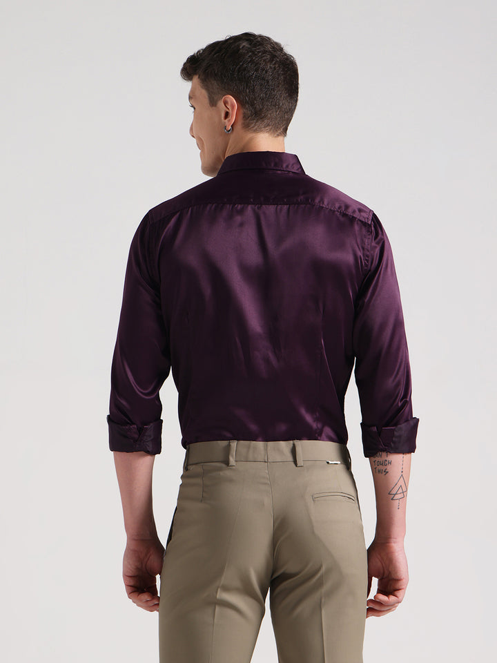 Deep Wine Sateen Evening Shirt