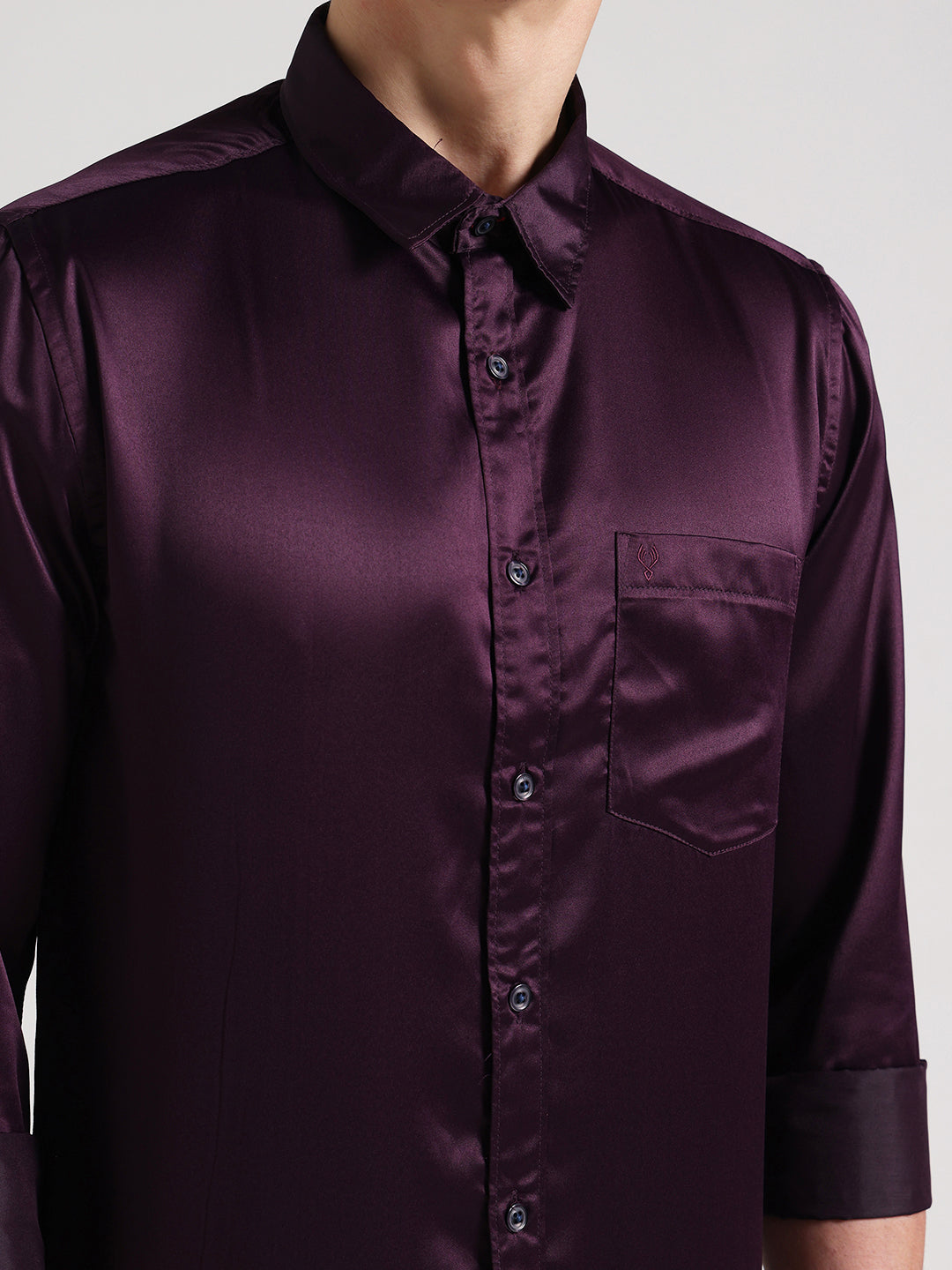 Deep Wine Sateen Evening Shirt