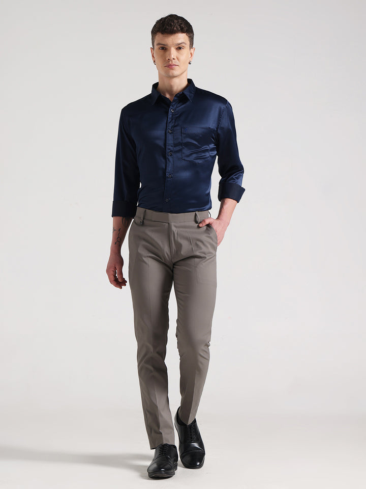 Midnight Blue Sateen Evening Shirt