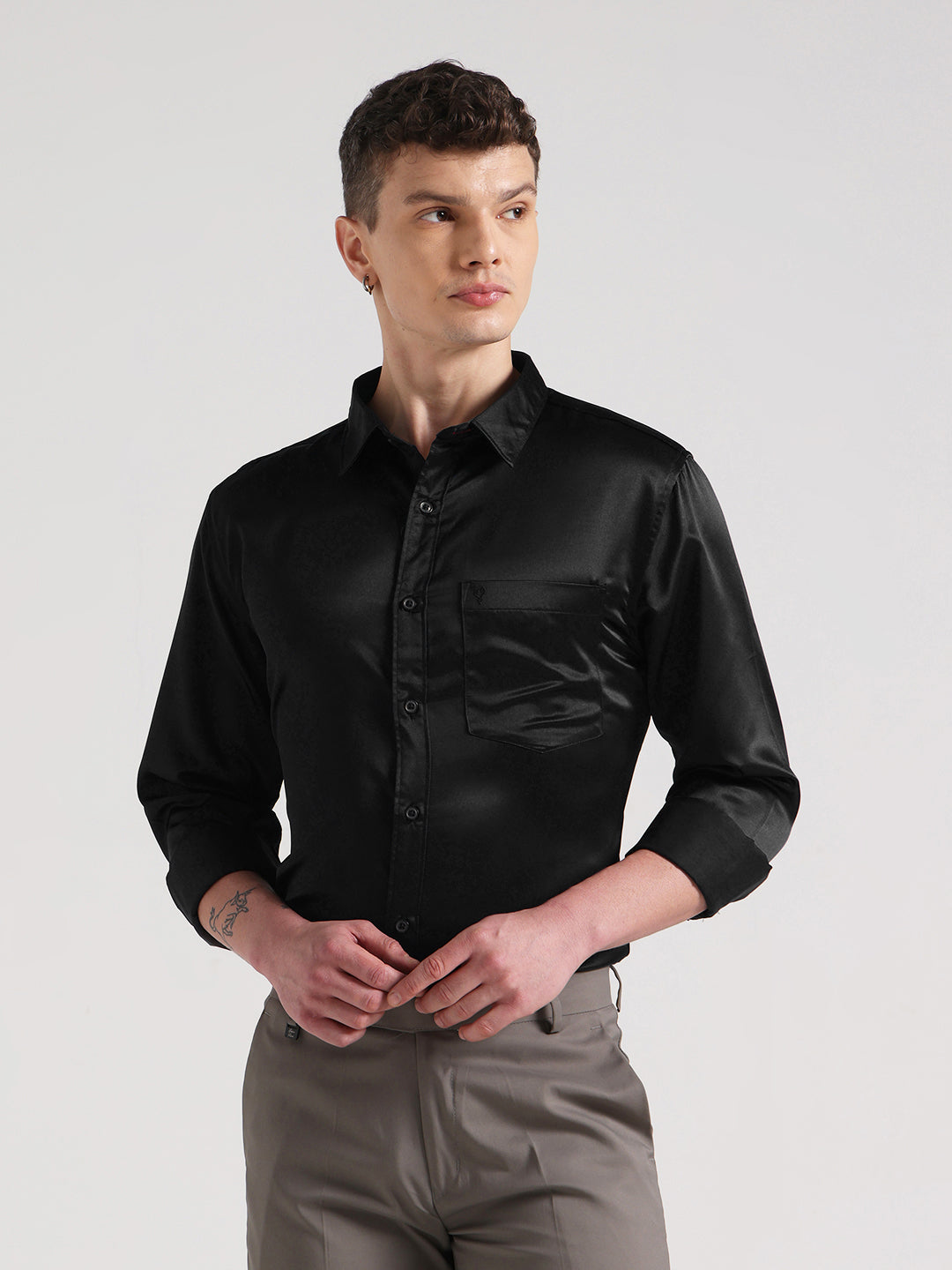 Black Sateen Evening Shirt