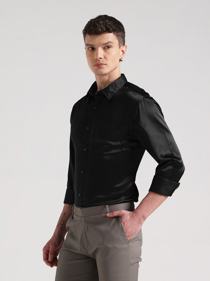 Black Sateen Evening Shirt