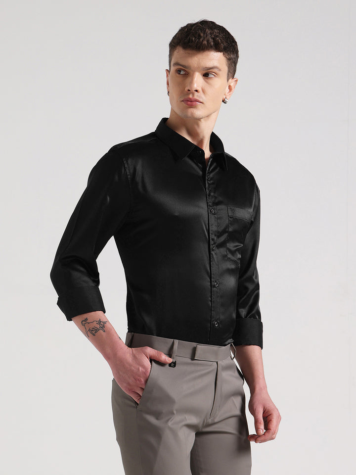 Black Sateen Evening Shirt
