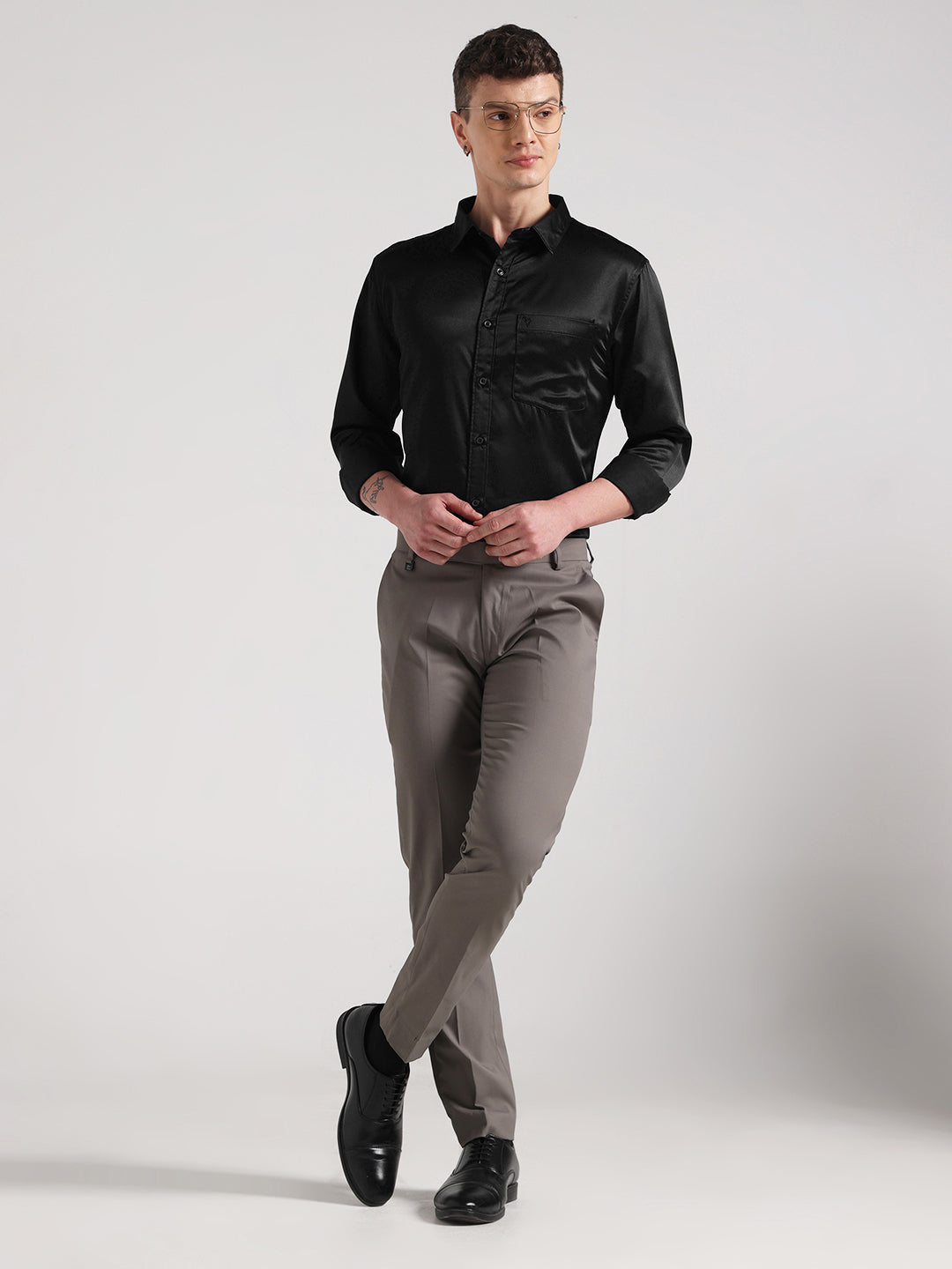 Black Sateen Evening Shirt
