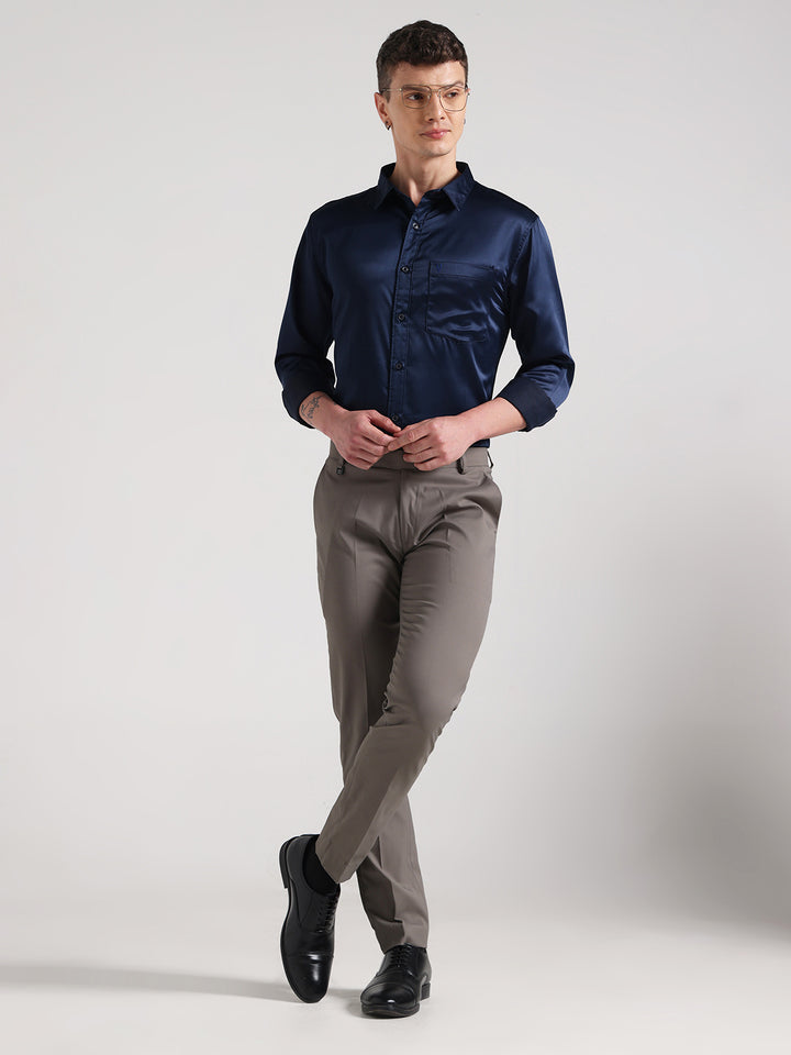 Midnight Blue Sateen Evening Shirt