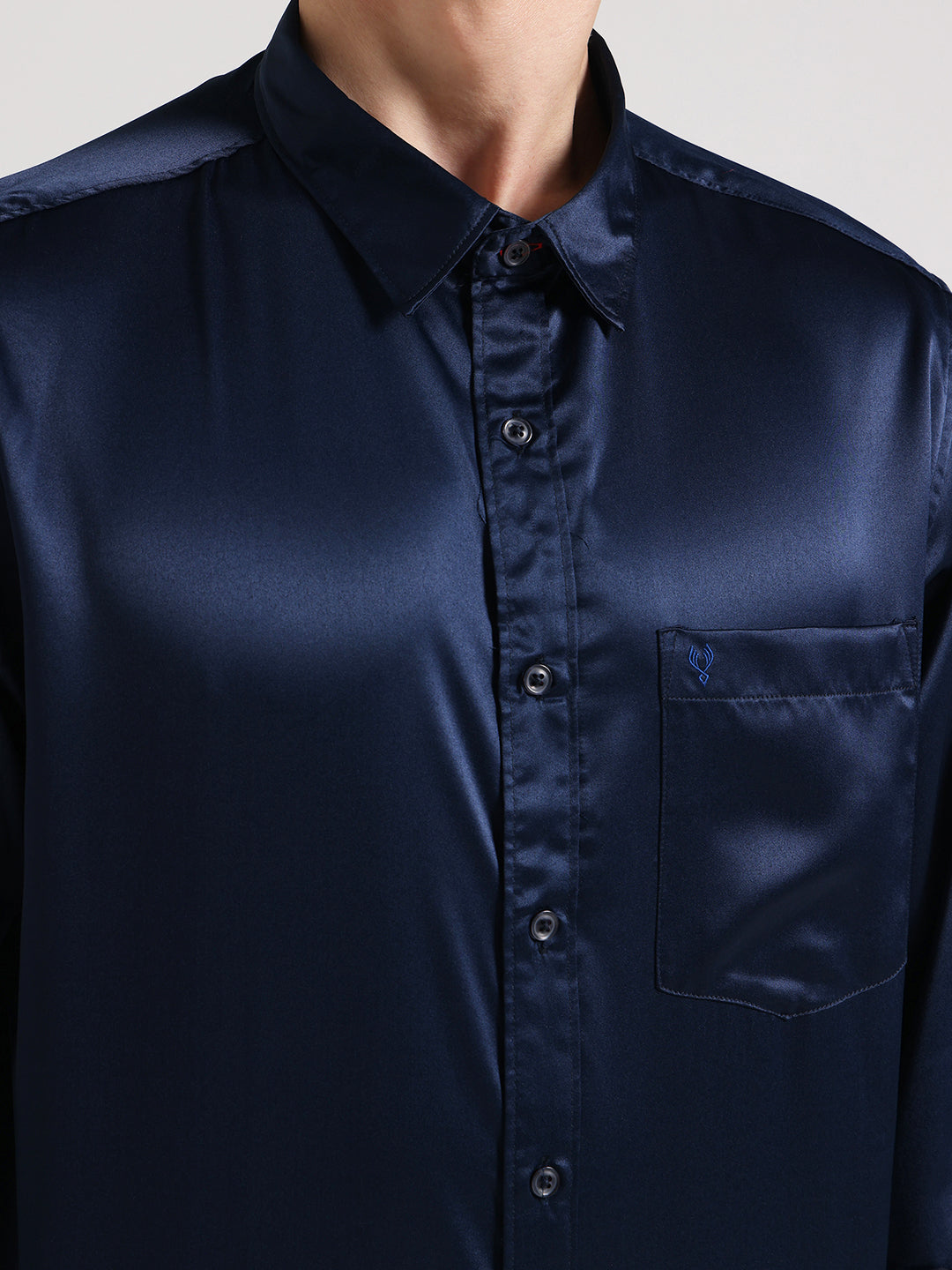 Midnight Blue Sateen Evening Shirt