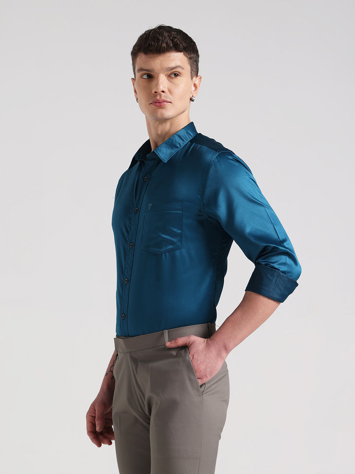 Deep Teal Sateen Evening Shirt