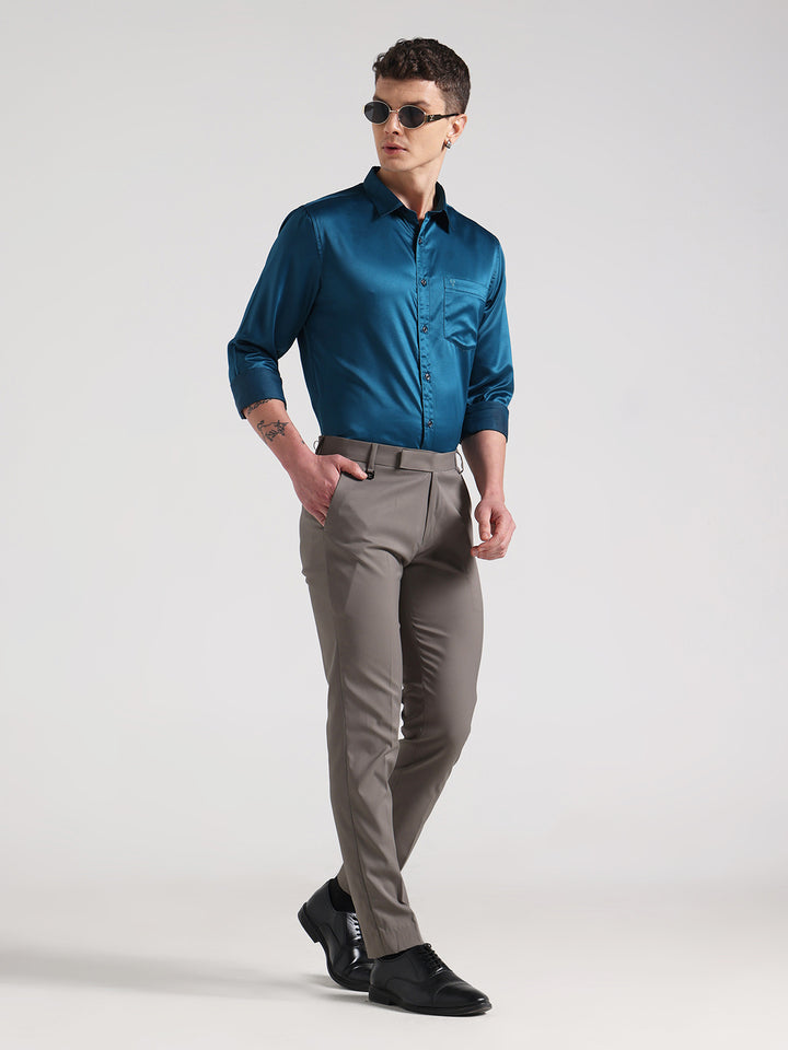 Deep Teal Sateen Evening Shirt