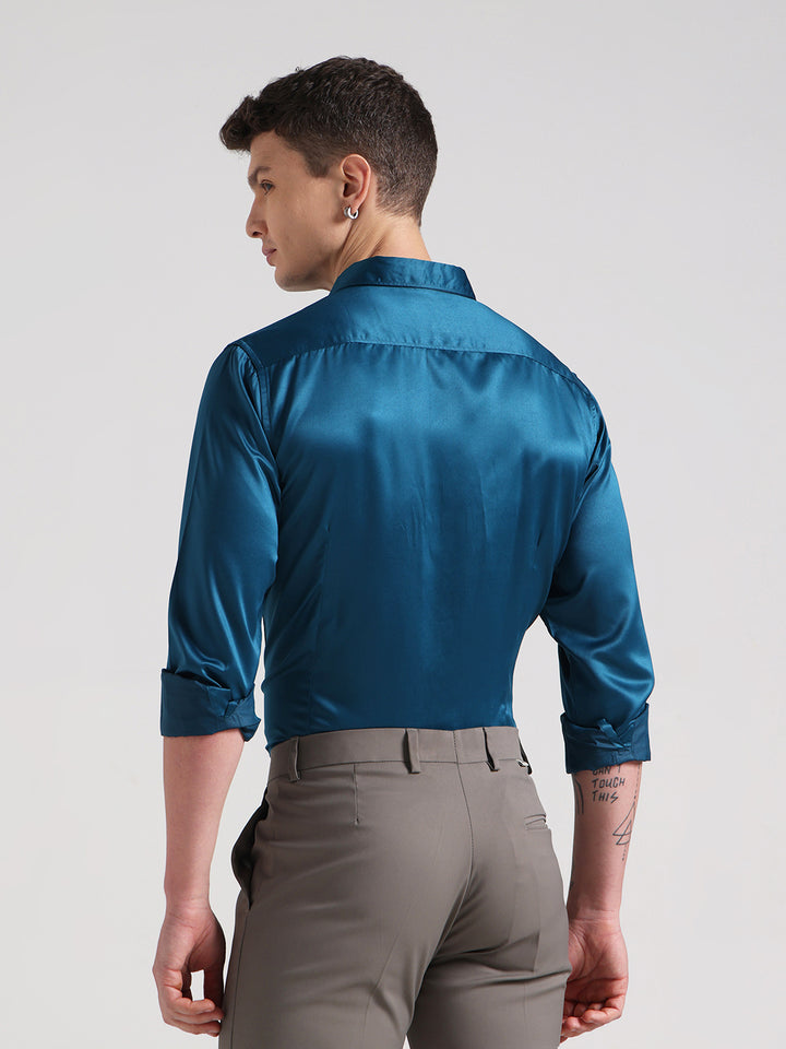 Deep Teal Sateen Evening Shirt