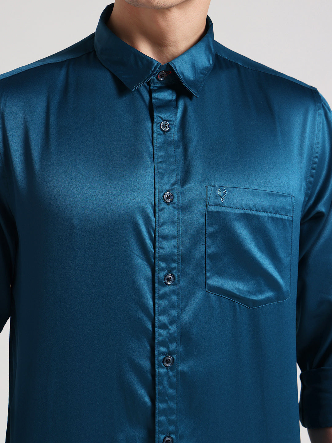 Deep Teal Sateen Evening Shirt