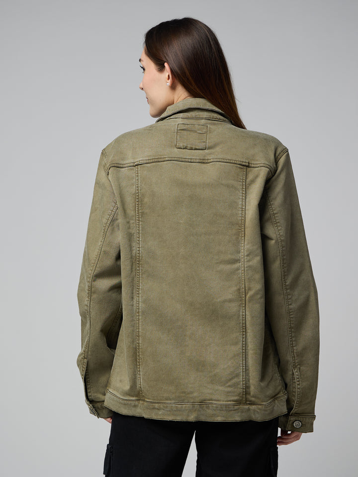 Olive Green Women's Denim Jacket