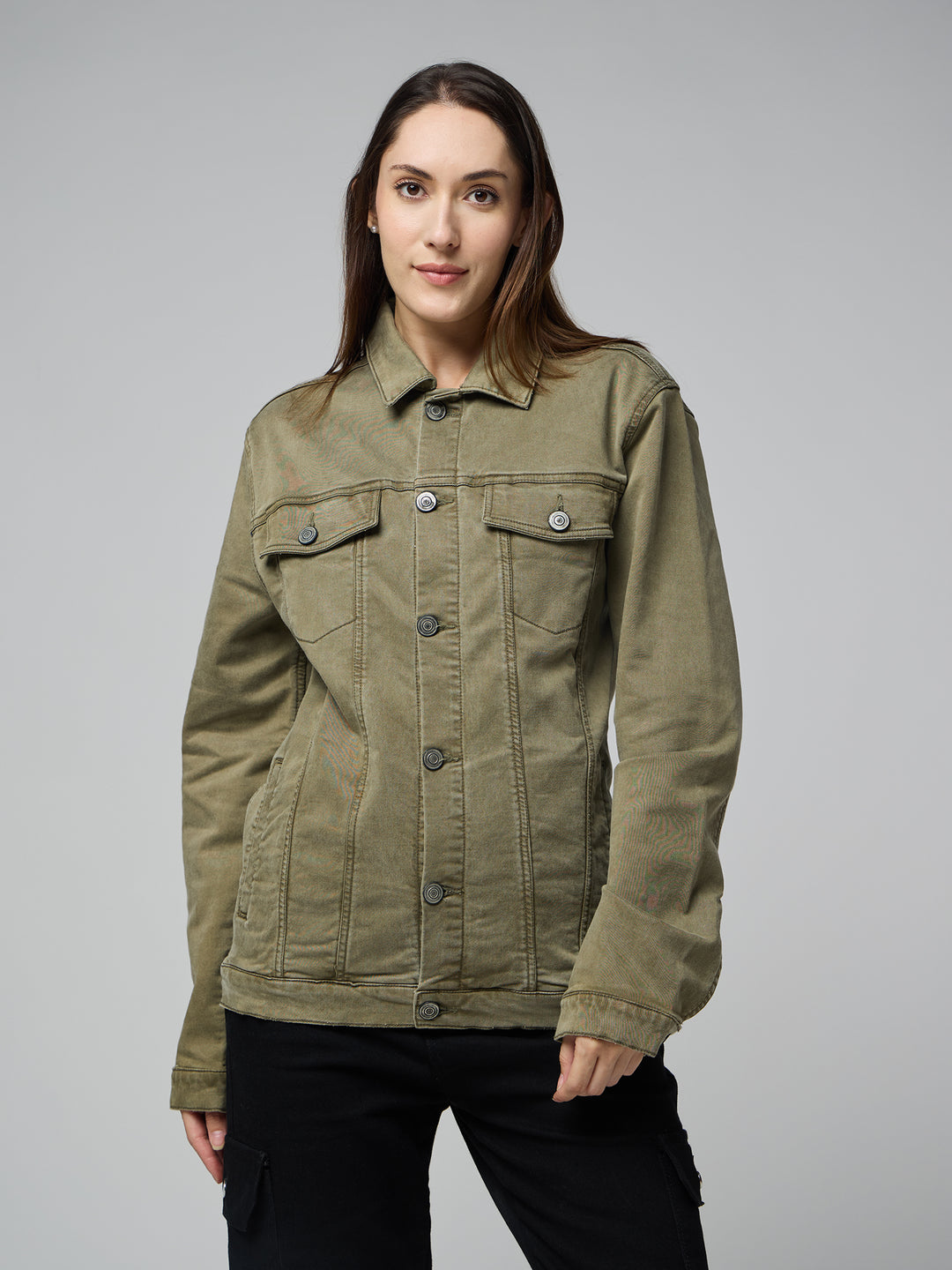 Olive Green Women's Denim Jacket