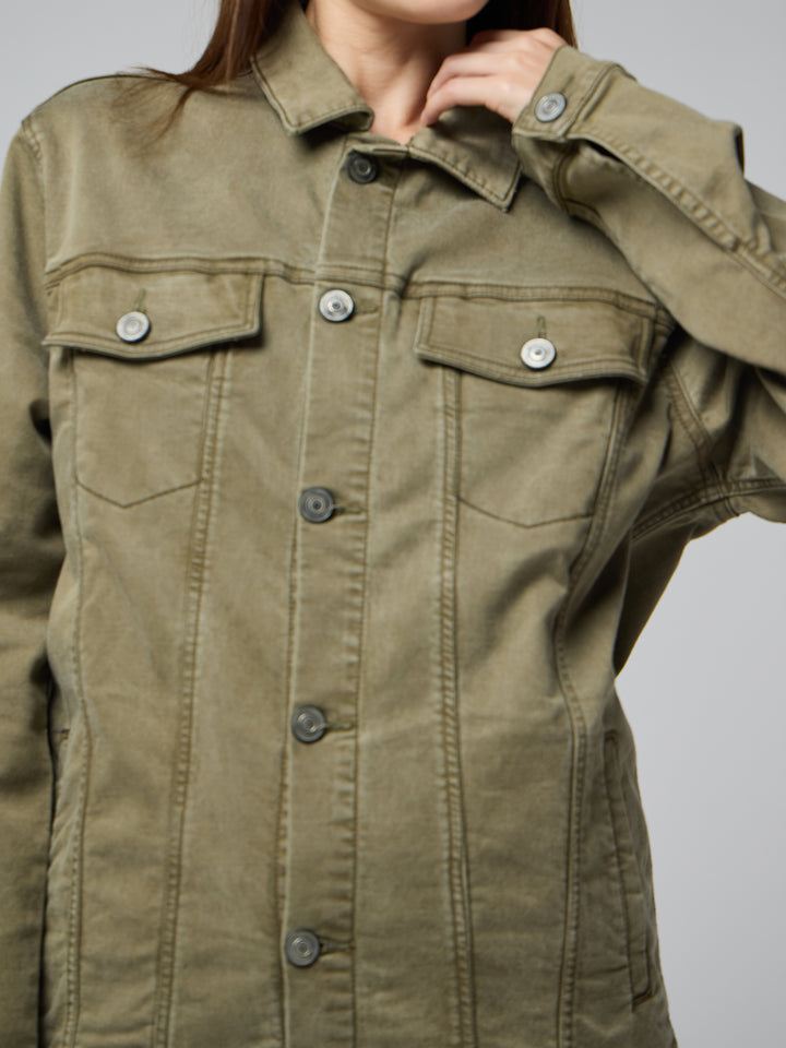 Olive Green Women's Denim Jacket