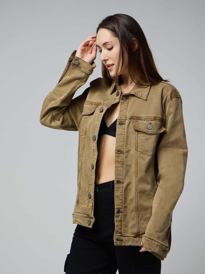Khaki Women's Denim Jacket