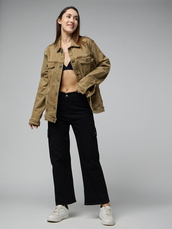 Khaki Women's Denim Jacket