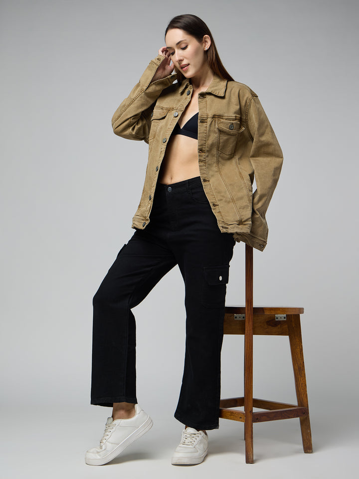 Khaki Women's Denim Jacket