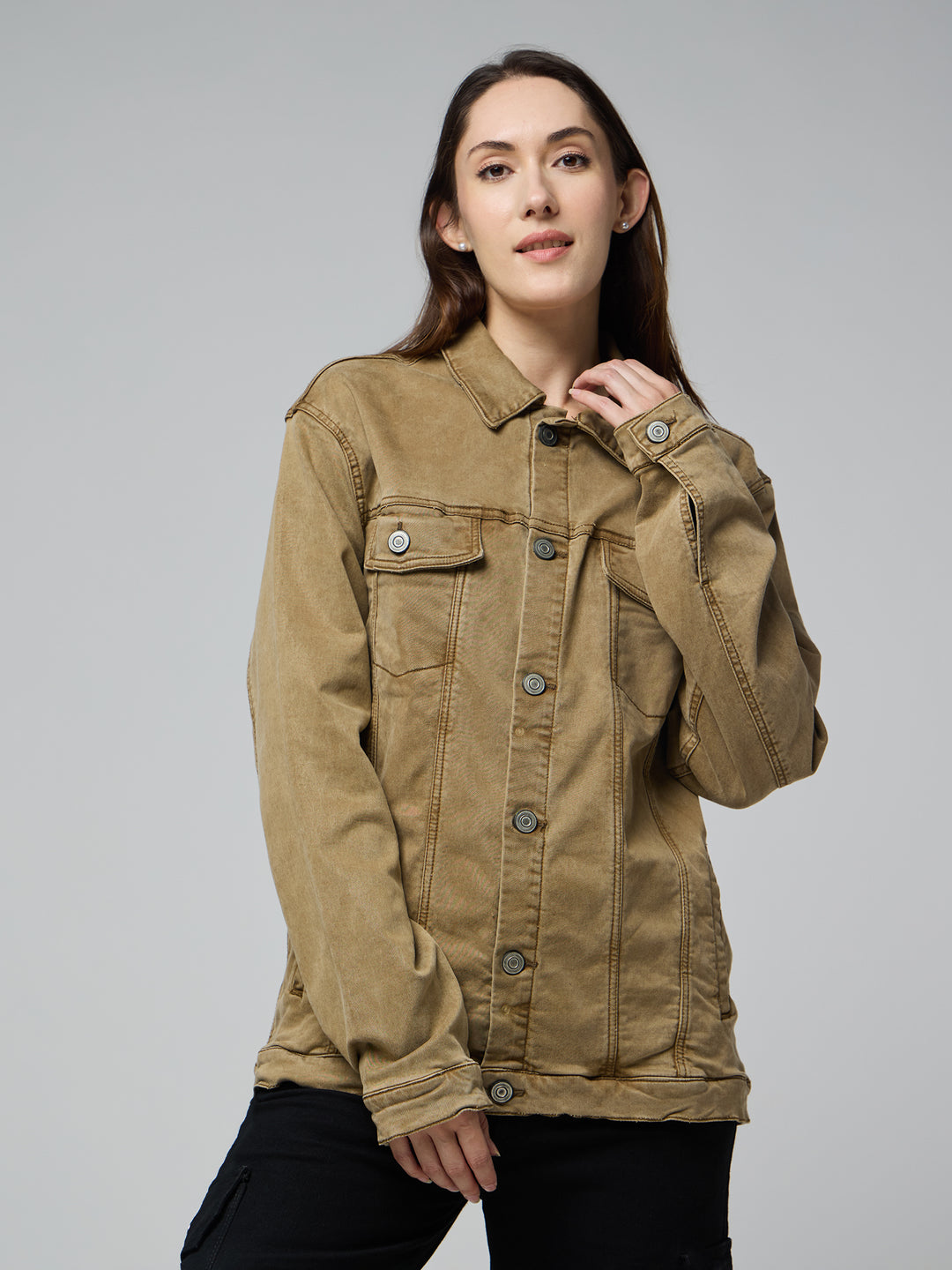 Khaki Women's Denim Jacket