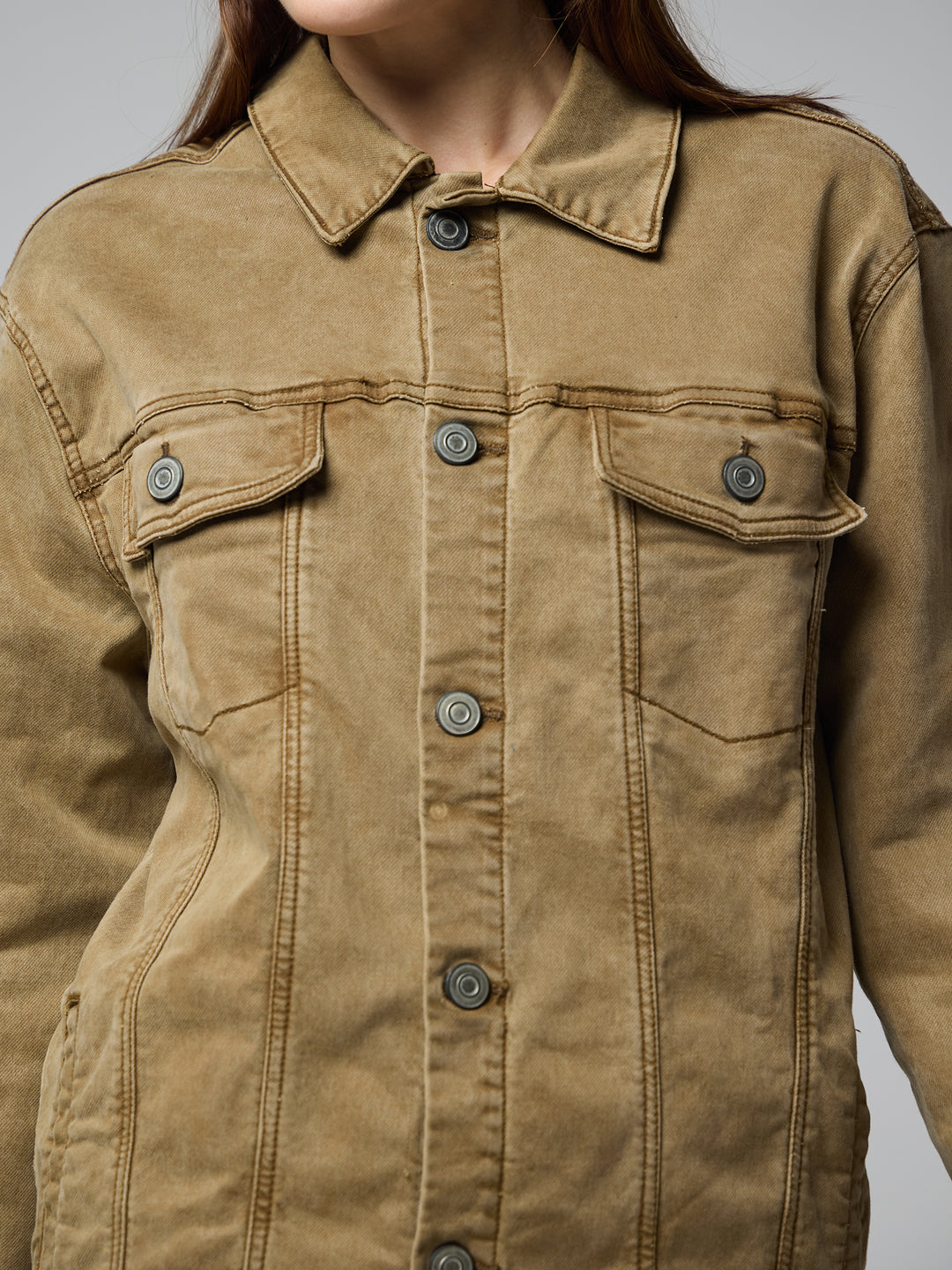 Khaki Women's Denim Jacket