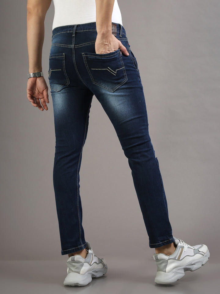 Frayed Slim Navy Jeans